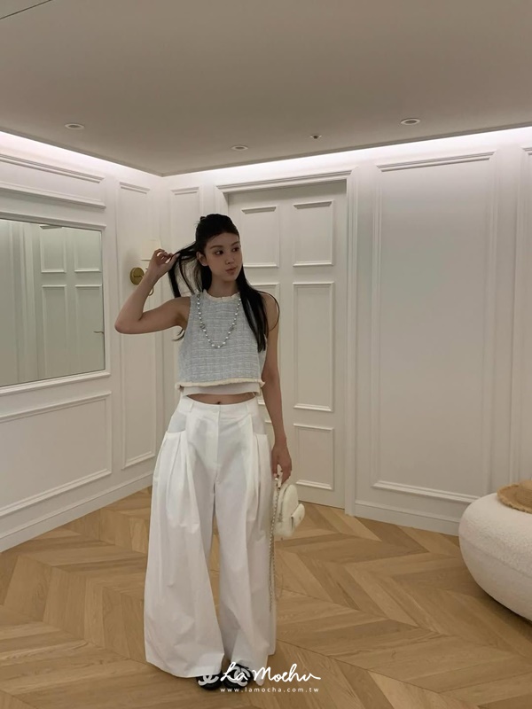 顯瘦寬版抓摺長褲